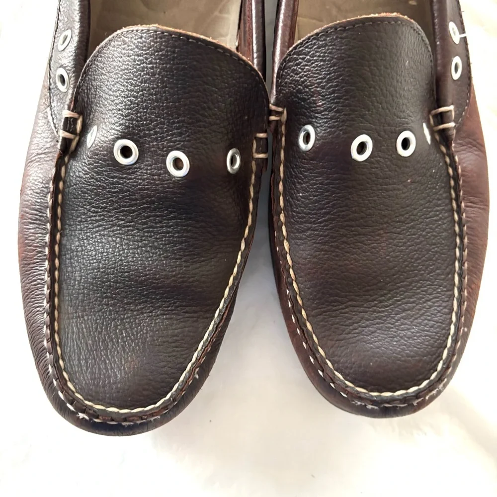 L.L. Bean Brown Boat Shoes Leather Camp Moc SZ 10 Worn 1X Indoors